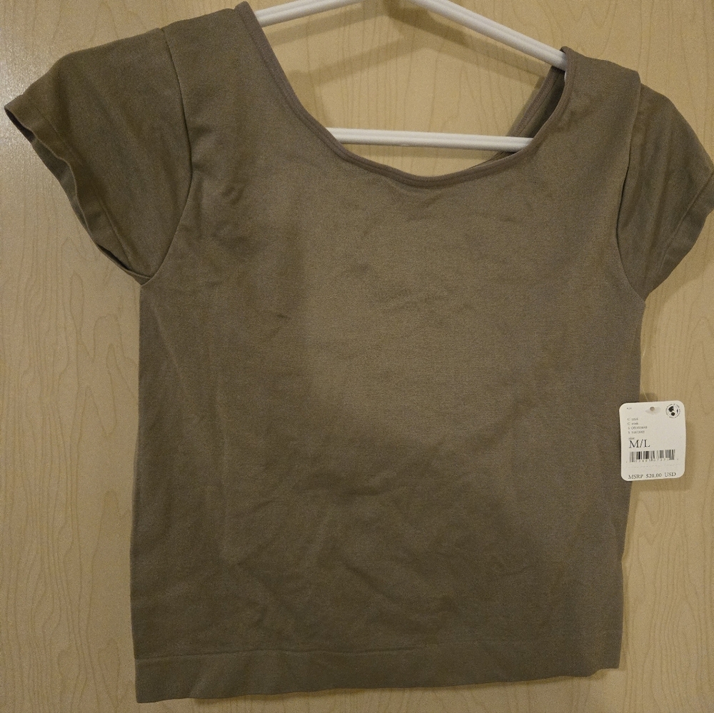 NWT Free People Cap Sleeve Crop Seamless Crop Mink (M/L)
